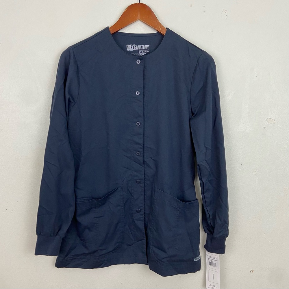 Greys Anatomy By Barco Small 4 Pocket Snap Button Scrub Jacket Steel